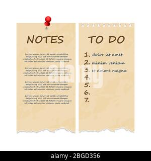 Grunge vintage ripped notebook pages for notes and to do list. Page ...