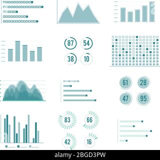 Vector charts and graphs. Line illustration set isolate on white background Stock Vector