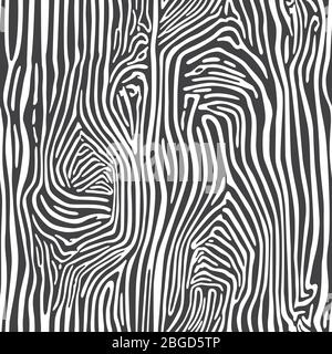 Zebra skin seamless african animal pattern vector illustration. Black and white print. Striped pelage. Stock Vector