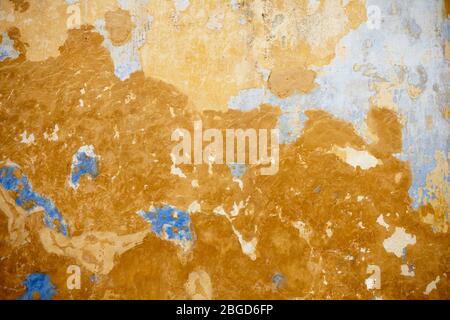 orange blue textured wall Stock Photo