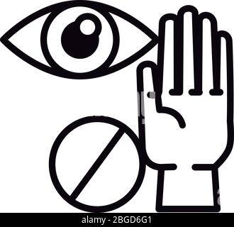 dont touch eyes line style icon Stock Vector