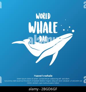 Save whales vector banner design. Wild whales flyer template ...