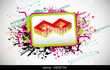 vector infinity symbol in a frame on color art background Stock Vector
