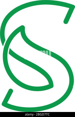 letter s leaf overlapping lines art logo vector Stock Vector