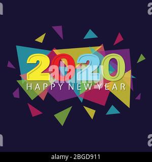 Happy 2020 new year insta colour banner for your seasonal holidays. Design background 2020. Vector illustration EPS.8 EPS.10 Stock Vector