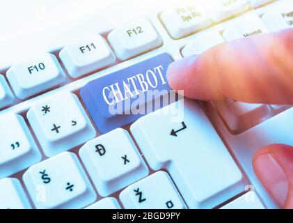 Conceptual hand writing showing Chatbot. Concept meaning a kind of ...