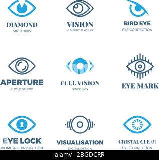 Magic eye logos. Mysterious sight symbols. Vision vector badges. Illustration of eye logo concept, emblem mystical look and seeing Stock Vector