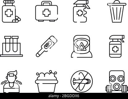 bundle of covid19 set icons Stock Vector