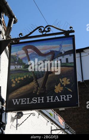 Welsh Harp Inn sign, Waltham Abbey, Essex Stock Photo