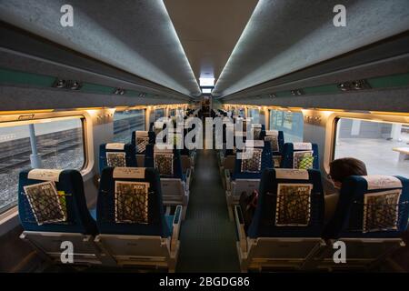 KTX(Korea Train Express) inside scenery in Yongsan-gu, Seoul, Korea 12 Apr 2020 Stock Photo