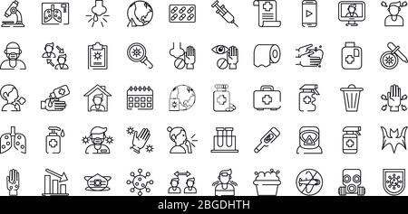 bundle of covid19 set icons Stock Vector