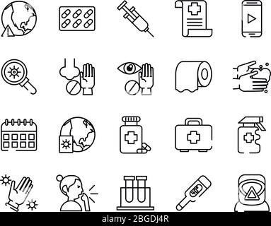 bundle of covid19 set icons Stock Vector
