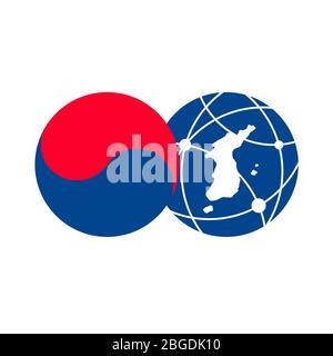 Korea map and Korean flag style emblem design Stock Vector