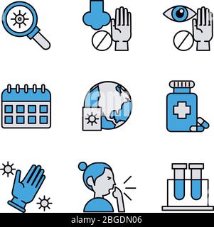bundle of covid19 set icons Stock Vector