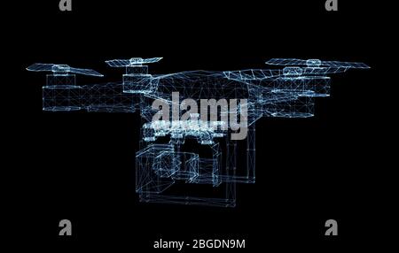 Drone of luminous lines and dots Stock Photo