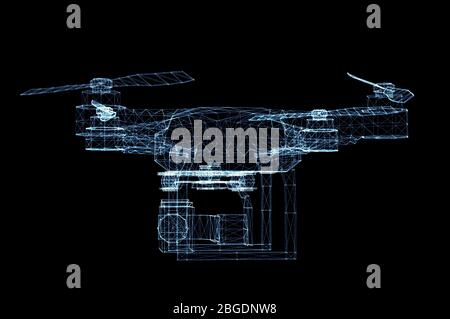 Drone of luminous lines and dots Stock Photo