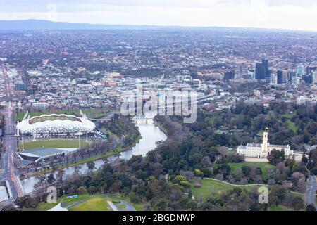 View over Government House in Melbourne Stock Photo