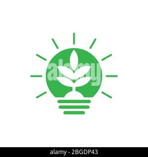 simple geometric green plant light bulb symbol logo vector Stock Vector