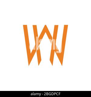 letter hw simple line logo vector Stock Vector