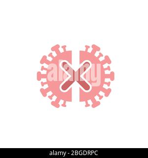 Stop, proliferation of virus, multiplying virus, icon, logo, sign, and symbol, flat logo design on white background. Stock Vector