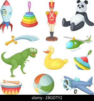 Vector illustration of funny cartoon toys for childrens isolate on white background Stock Vector