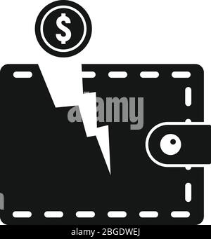 Bankrupt wallet icon. Simple illustration of bankrupt wallet vector icon for web design isolated on white background Stock Vector