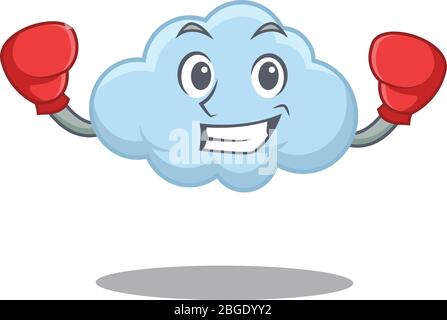 A sporty boxing athlete mascot design of blue cloud with red boxing gloves Stock Vector