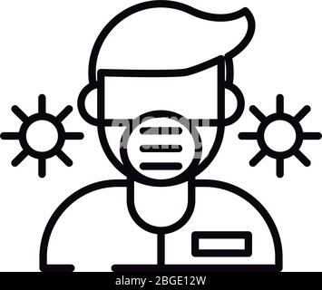 man using face mask line style icon Stock Vector