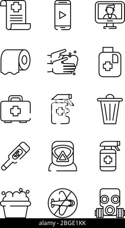 bundle of covid19 set icons Stock Vector