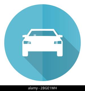 Auto blue round flat design vector icon isolated on white background, transport, transportation, car illustration in eps 10 Stock Vector