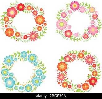 Floral frames in circle shapes with place for your text. Vector vintage collection Stock Vector