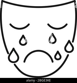 human profile with sad emoji line style icon 2567492 Vector Art at