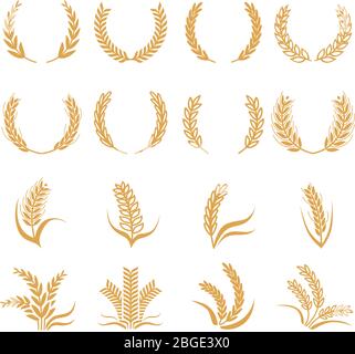 Silhouette of wheat. Corn vector symbols isolated on white Stock Vector