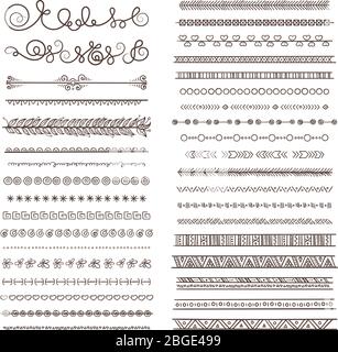 Vector borders and dividers. Hand drawn frames isolate on white Stock Vector