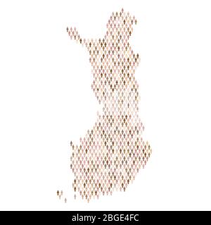 Finland population infographic. Map made from stick figure people Stock Vector