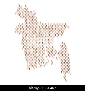 Bangladesh population infographic. Map made from stick figure people Stock Vector