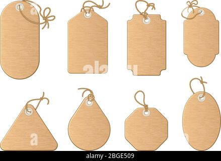 Different shapes of shopping sale tags isolated on white. Vector paper labels Stock Vector
