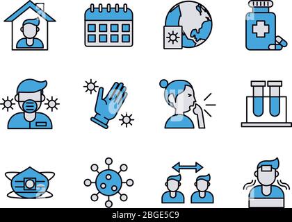 bundle of covid19 set icons Stock Vector