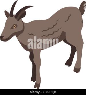 Brown goat icon, isometric style Stock Vector