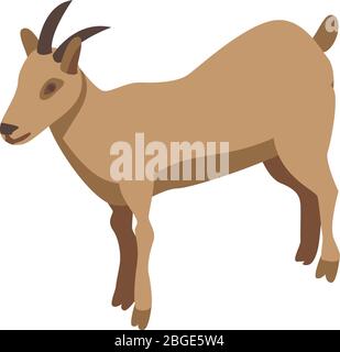 Domestic goat icon, isometric style Stock Vector