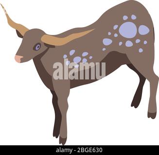 Wild cow icon, isometric style Stock Vector