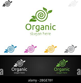 Natural and Organic Logo design template for Herbal, Ecology, Health, Yoga, Food, or Farm Concept Stock Vector