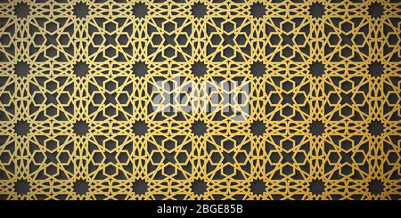 Ramadan Kareem background. Islamic geometric ornament. Golden pattern. Eid Mubarak. Vector illustration. EPS 10. Stock Vector