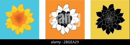 Spring flower logo. Editable vector in color and black and white. Stock Vector