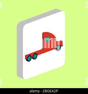 Cargo Truck Simple vector icon. Illustration symbol design template for web mobile UI element. Perfect color isometric pictogram on 3d white square. C Stock Vector
