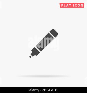 Highlighter, Marker flat vector icon. Glyph style sign. Simple hand drawn illustrations symbol for concept infographics, designs projects, UI and UX, Stock Vector