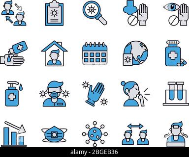 bundle of covid19 set icons Stock Vector