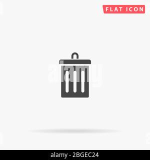 Trashcan flat vector icon. Glyph style sign. Simple hand drawn illustrations symbol for concept infographics, designs projects, UI and UX, website or Stock Vector
