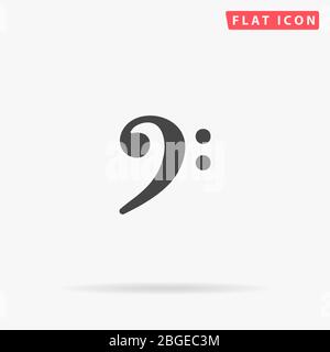F Clef flat vector icon. Glyph style sign. Simple hand drawn illustrations symbol for concept infographics, designs projects, UI and UX, website or mo Stock Vector