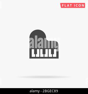 Piano flat vector icon. Glyph style sign. Simple hand drawn illustrations symbol for concept infographics, designs projects, UI and UX, website or mob Stock Vector